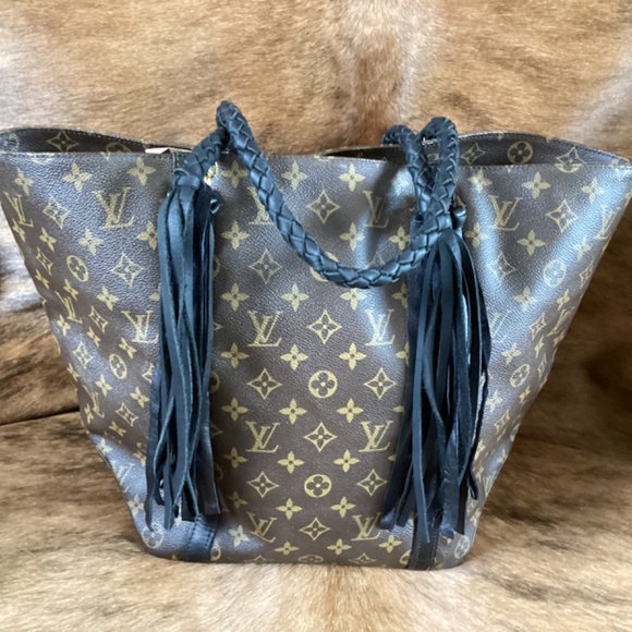 Authentic Boho Revamped Vintage Louis Vuitton Shopping Sac Black Braiding Concho - Picture 2 of 16